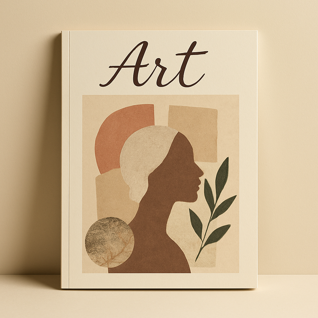 Somerset-style studio magazine cover featuring hand lettering and collage